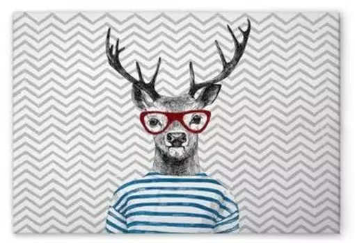 Картина на холсте A.S. Cration Modern Deer 1 цвет schwarzweissblaurot