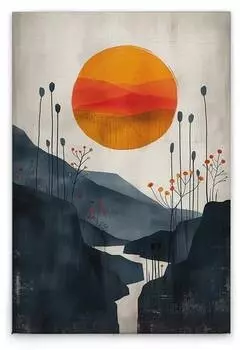 Картина на холсте A.S. Cration Skandi Sunset цвет orangeblaubeige