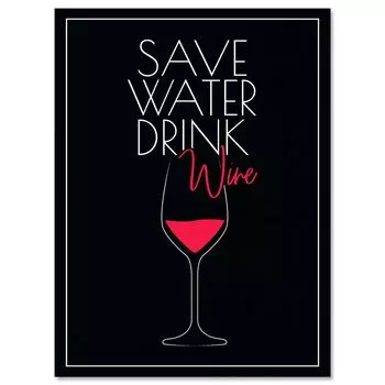 Картина на холсте Еда и напитки, бокал для вина, портретный формат M0686 - XXL - (160x120см) wandmotiv24, черный