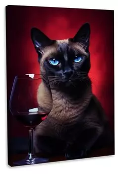 Картина на холсте Hustling Sharks Blue eye cat, синий