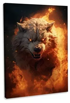Картина на холсте Hustling Sharks Fire Wolf II, оранжевый