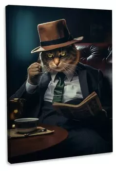 Картина на холсте Hustling Sharks Mr. Cat ll, черный