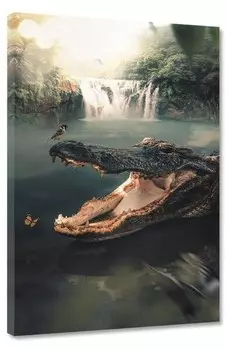 Картина на холсте Hustling Sharks The Crocodile, зеленый