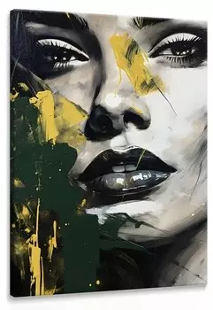 Картина на холсте Muralo Frau GESICHT Abstraktion цвет beige/schwarz/grau/grn