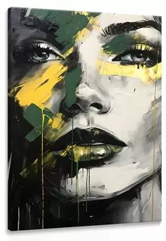 Картина на холсте Muralo GESICHT Portrt Glamour цвет schwarz/grau/grn/wei
