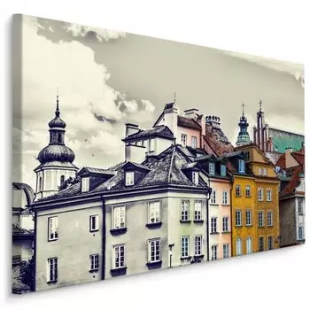 Картина на холсте Muralo Warschau Gebude Vintage 3D цвет beige/schwarz/blau/wei