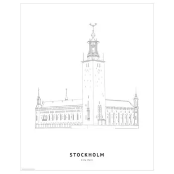 Картина, ратуша, Стокгольм, 40х50 см ,серый/белый, BILD IKEA