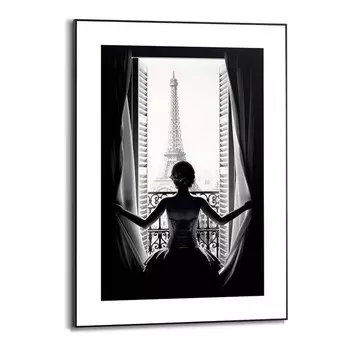 Картина с рамкой Reinders Frau in Paris, черно-белый