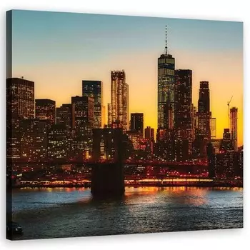 Картины на холсте Feeby New York Skyline Stadt, оранжевый