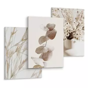 Картины на холсте Muralo Set Blumen Bltter Natur цвет beige/braun/grau