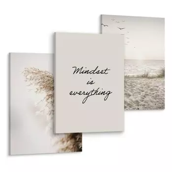 Картины на холсте Muralo Set Strand Pflanzen Zitat цвет beige/schwarz/grn