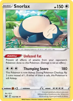 Карточная игра Snorlax 143/196 - Lost Origin Reverse Holofoil