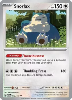 Карточная игра Snorlax 143 - SV Scarlet and Violet 151 Reverse Holofoil