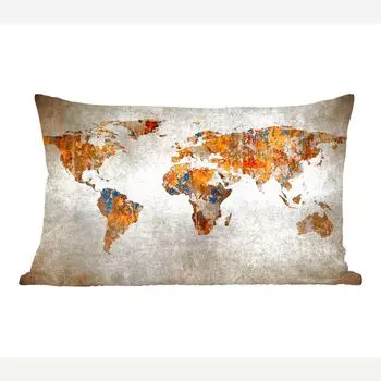 Карты мира MuchoWow - Художественная карта мира - 50x30 см - Чехлы на диванные подушки - без наполнителя