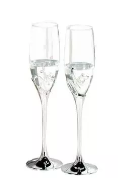 Касабланка - Набор из 2-х бокалов для шампанского "Мистер + Миссис". из металла/стекла серебристого цвета.. Casablanca, серебро