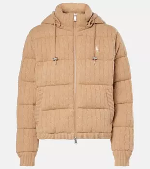 Кашемировая и шерстяная пуховая куртка с узором «косичка» Polo Ralph Lauren, Collection Camel Melange