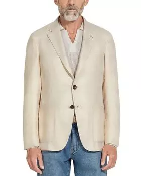 Кашемировая и шёлковая куртка-пиджак ZEGNA, слоновая кость/кремовый