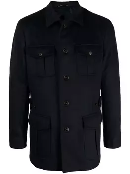 Кашемировая куртка-рубашка на пуговицах N.Peal, синий