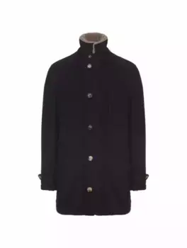 Кашемировая куртка с мехом Brunello Cucinelli, тёмно-синий