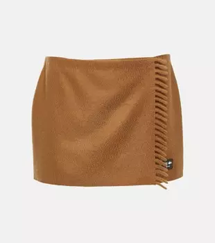 Кашемировая мини-юбка Prada, Cognac
