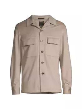 Кашемировая рубашка на пуговицах спереди Zegna, цвет oatmeal