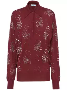 Кашемировая рубашка поло с кристаллами Prada, красный
