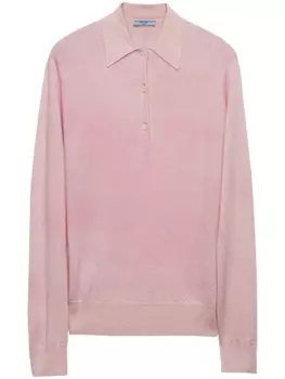 Кашемировая рубашка поло тонкой вязки Prada, розовый