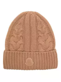 Кашемировая шапка бини фактурной вязки MONCLER, коричневый