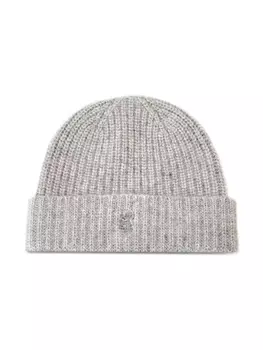 Кашемировая шапка-бини Pringle of Scotland в рубчик, серый
