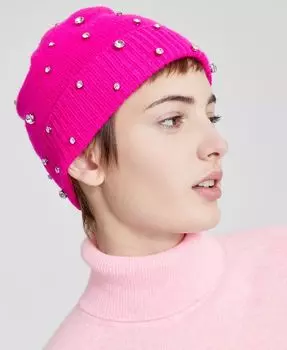 Кашемировая шапка-бини с манжетами и украшением Charter Club, розовый