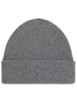 Кашемировая шапка бини с монограммой Ami de Coeur AMI Paris, серый