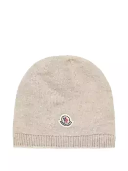 Кашемировая шапка бини с нашивкой-логотипом Moncler Enfant, серый