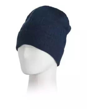 Кашемировая шапка-бини с подвернутыми манжетами Portolano, цвет Denim