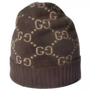 Кашемировая шапка-бини с жаккардом GG GUCCI
