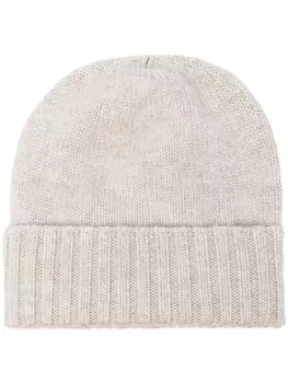 Кашемировая шапка бини тонкой вязки Dell'oglio, нейтральный