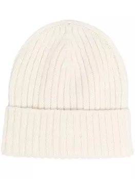 Кашемировая шапка бини в рубчик Dell'oglio, нейтральный цвет