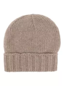 Кашемировая шапка бини в рубчик Dell'oglio, коричневый