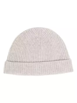 Кашемировая шапка бини в рубчик N.Peal, серый