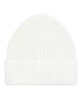 Кашемировая шапка бини вязки в рубчик Malo, белый