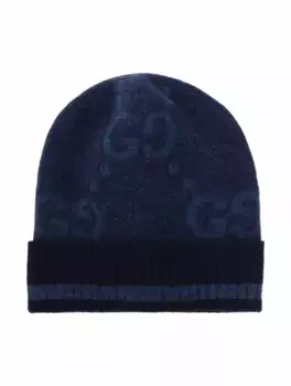 Кашемировая шапка Jumbo GG Gucci, тёмно-синий