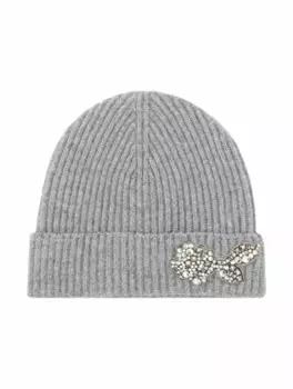 Кашемировая шапка с аппликацией Erdem, серый