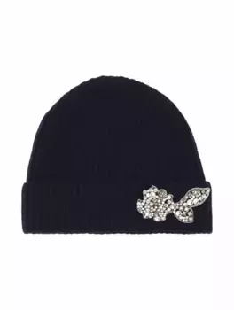 Кашемировая шапка с аппликацией Erdem, тёмно-синий