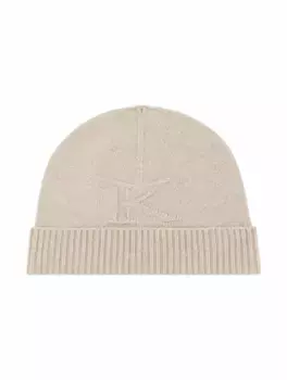 Кашемировая шапка с логотипом Kiton, бежевый