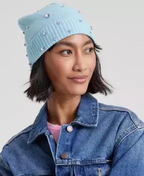 Кашемировая шапка с манжетами и декором Charter Club, синий