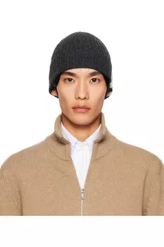Кашемировая шапка с манжетой из 4 резинок Thom Browne, серый