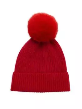 Кашемировая шапка с отделкой из овчины Amicale, цвет Red Paprika