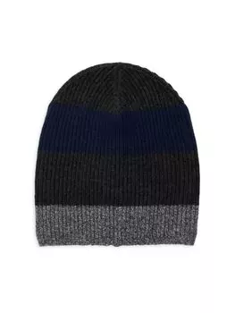 Кашемировая шапка в рубчатую полоску Saks Fifth Avenue, темно-синий