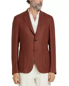 Кашемировая шелково-льняная куртка-пиджак ZEGNA, красный