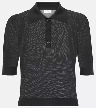 Кашемировая, шерстяная и шёлковая поло Saint Laurent, нуар