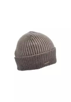 Кашемировая шляпа с манжетами и двухцветной ребристой структурой 19384-0 SEEBERGER, цвет Sand/taupe